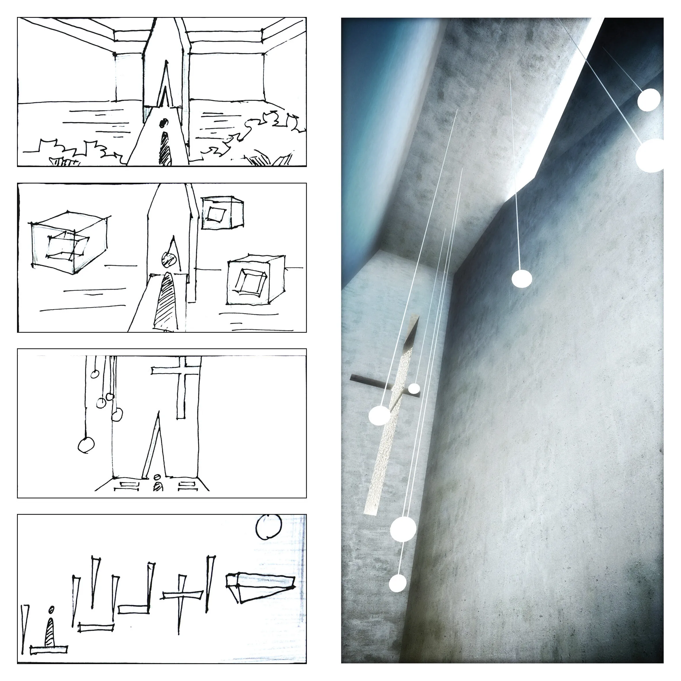 Rendering and sketch of Purgatorio